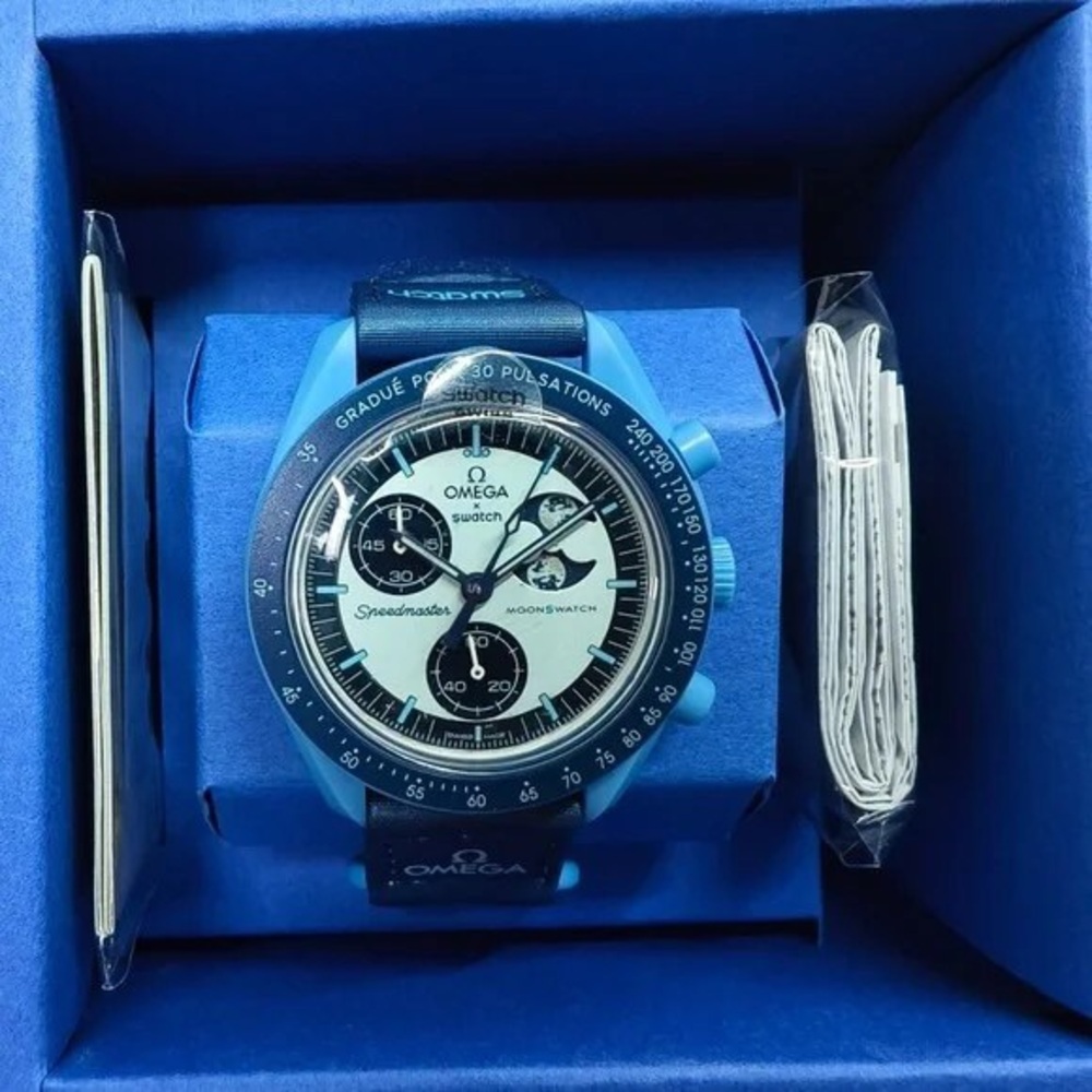 Swatch Blue and Black Speedmaster Watch